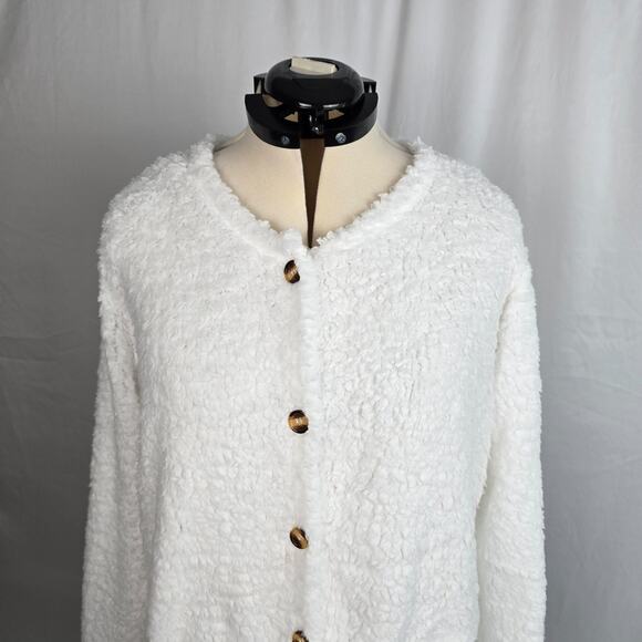 Unbranded Button Down Cardigan Women's M Snowy White Pockets Soft NWOT - Picture 2 of 13